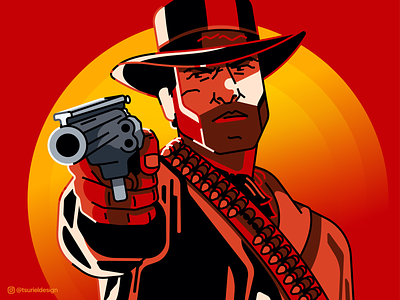 Red Dead Redemption II game gun illustration line line art ps4 xbox