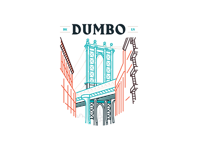 DUMBO Line Art badge illiustration line art logo ny