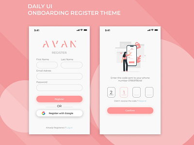 DailyUI Onboarding Register app app design concept dailyui design interface interfaces onboarding register ui uiux