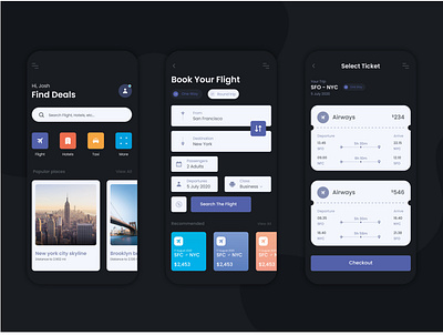 Travel App - Dark Theme app app design concept dark theme design interface travel app ui uiux