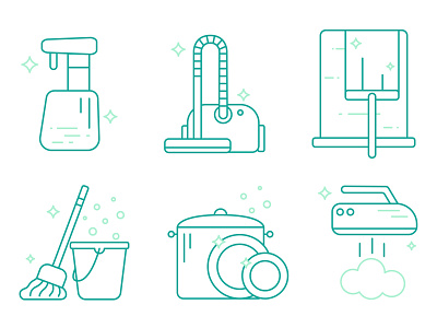 Cleaning icons design flat icon icons iconset illustration illustrator line logo minimal ui vector