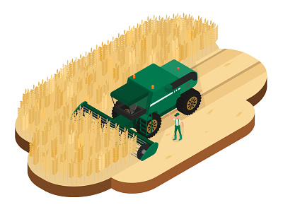 Harvester design farm farmer farming field flat harvester illustration illustrator isometric isometric art isometric illustration isometry ui vector wheat