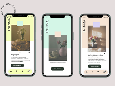 Enenma Vintage Shop branding business concept decor design flowers onlinestore ui vases vintage