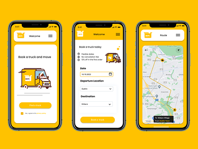 Move app booking branding design map move rent tracking transport truck ui