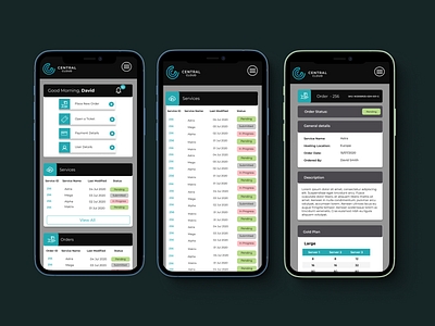 Central Cloud cloud cloud app cloud storage dashboard dashboard design dashboard ui mobile app order service