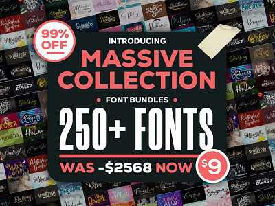 Font Massive Collection Fonts Bundle Bundles