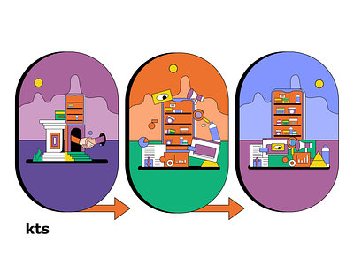 Stages of development branding graphic design illustration ui