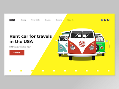 Car Rent Company Website car design flat illustration illustrator minimal rent ui web website