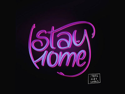 Stay Home 🏠 flat illustration porcreate sketch type typogaphy