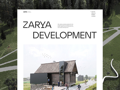 ZARYA DEVELOPMENT- architectural bureau website architecture design graphic design main page minimalism typography ui uiux web design website