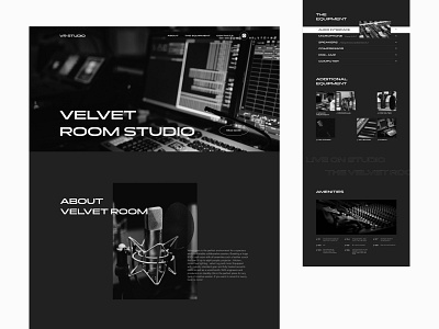 VELVET ROOM STUDIO — Recording studio website black design editorial landing page layout main page minimalism music typography ui uiux web design website