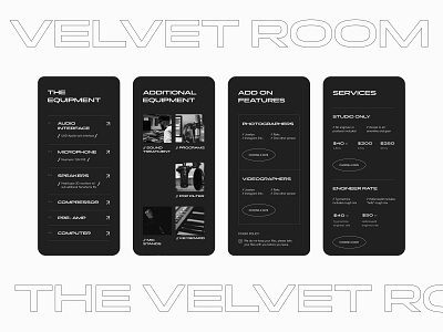 VELVET ROOM STUDIO — Mobile adaptation design editorial landing page layout main page music typography ui uiux web design website