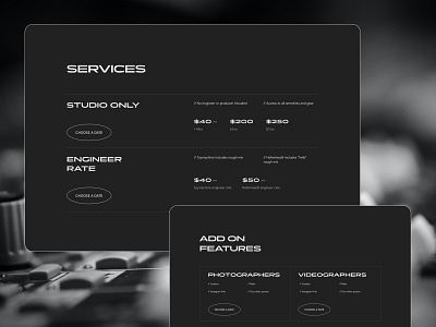 VELVET ROOM STUDIO — Services page black design editorial landing page layout main page minimalism music typography ui uiux web design website