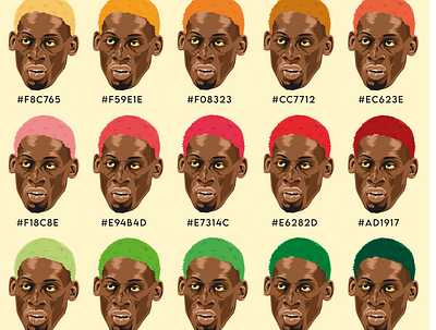 Rodman artwork basketball colorful colors design drawing illustration illustrator illustrator art sport