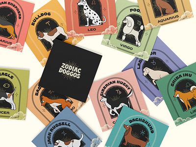 Zodiac Doggos astrology beagle bulldog card cards dalmatian design dog dog illustration dogs german shepherd graphic design horoscope illustration jack russell labrador poodle shiba inu zodiac zodiac sign