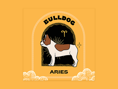Zodiac Doggos - Bulldog - Aries dog illustration