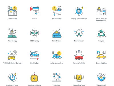 Smart Technology Icon Set app design flat icon illustration illustrator minimal ui ux vector