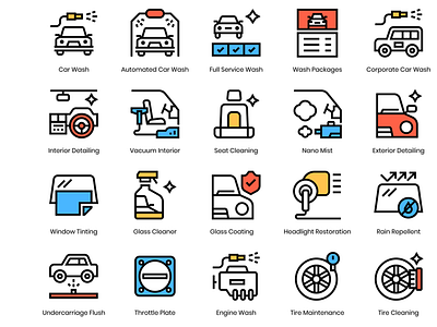 Car Wash Icon Set