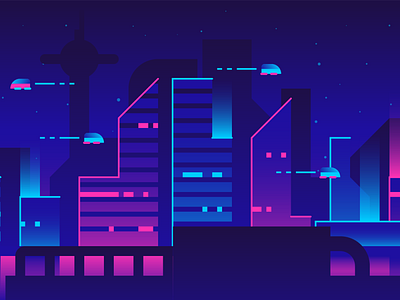 Neon City Illustration by David Van Der Ende on Dribbble