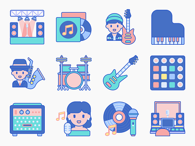 Music Icon Set app design flat icon icon set iconography illustration music ui ux