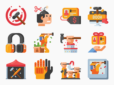 Rage Room Icon Set app design flat icon icon set iconography icons illustration ui ux