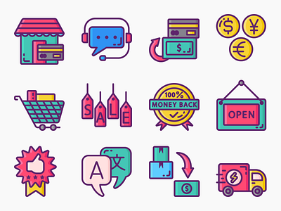 Web Store Icon Set app design flat icon icon set iconography icons illustration ui ux