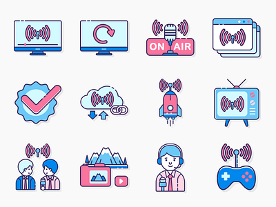 Live Streaming Icons design flat icon icon set iconography icons illustration illustrator ui ux