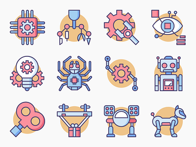 Robotics Icons app design flat icon icon set iconography icons illustration ui ux