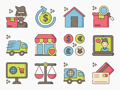 Web Store Icons app design flat icon icon set iconography icons illustration ui ux