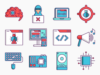 Computer Science Icons computer science design flat icon icon set icons illustration science ui ux vector