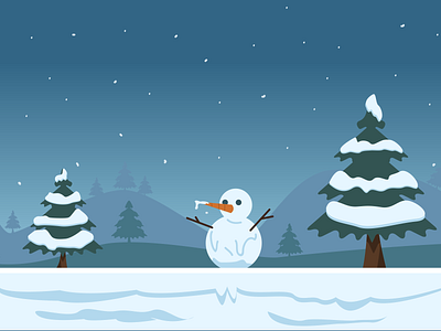 Winter - Game Background background design flat illustration paralax snow snowman vector winter
