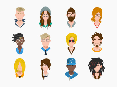 Pixel-Perfect Avatars avatar boy design flat girl icon icons illustration man perfect pixel ui vector woman