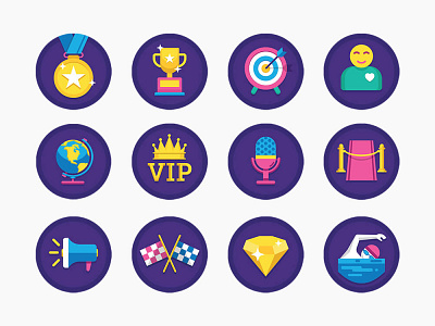 Gamification Icons achievement business challenge concept design digital element entertainment flat game gamification gaming icon online play prize sign symbol technology vector