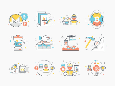 Cryptocurrency Icons bitcoin blockchain business coin crypto cryptocurrency currency digital exchange finance icon illustration money network payment set sign symbol technology vector