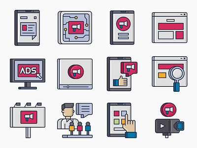 Marketing Technology Icon Set business communication computer data design development digital icon information internet marketing media network set sign symbol technology vector web website