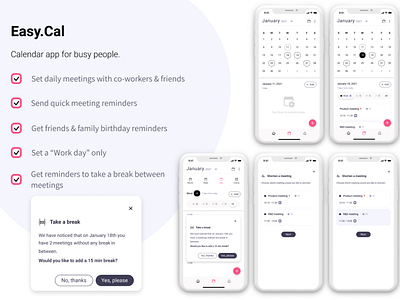 Easy.Cal - Calendar app calendar calendar app design mobile design mobile ui ui design ux ux design