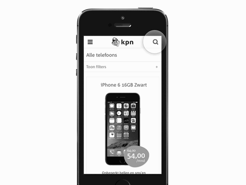 KPN mobile search animation framer framer studio interaction interaction design kpn mobile mobile search search