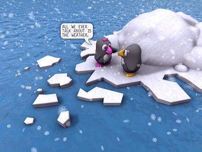 Ah, Relationships 3d 3dsmax art cartoon comic digital art digital illustration fun funny iceberg illustration joke penguin penguins render snow