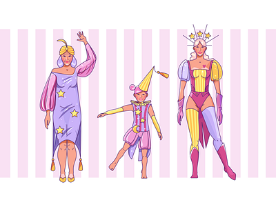 Circus characters circus drawing illustration vector illustration women in suits