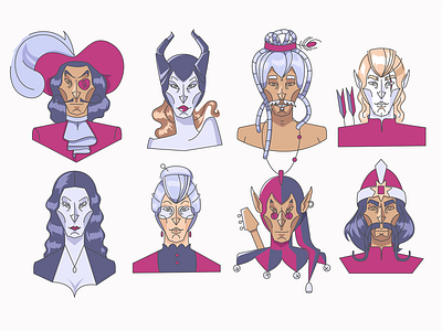 character creation from base face character dracula elf grandma guru illustrator jester maleficent morticia pirat