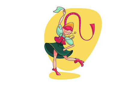 Dynamic hero pose cartoon character dance girl dancing illustration