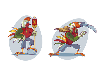 Rooster 2 dynamic pose illustration illustrator painted rooster vector illustration