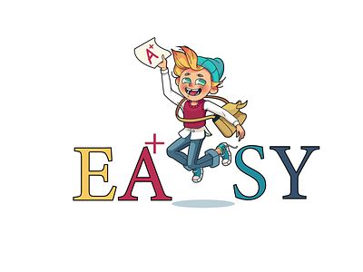 English language school student boy character easy learning illustration illustrator jumping student vector illustration