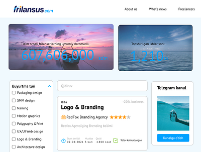 Landing page for Frilansus.com landing page ui ux