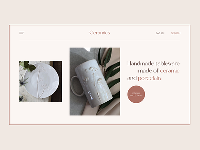 Home screen of the online store of handmade ceramic tableware ceramics design e commerce handmade online store ui web design