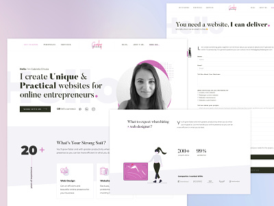 Gabythedesigner.com Portfolio Website [still in work] business clean design elementor feminine portfolio purple