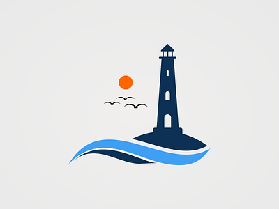 light house business card icon logo design vector