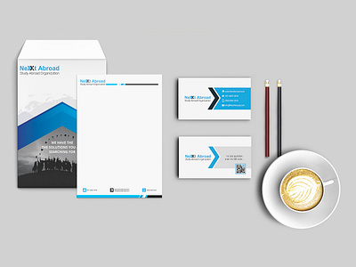 Nextabroad abroad brand brand design education envelope idenity identity design letterhead mockup next office print visit card x