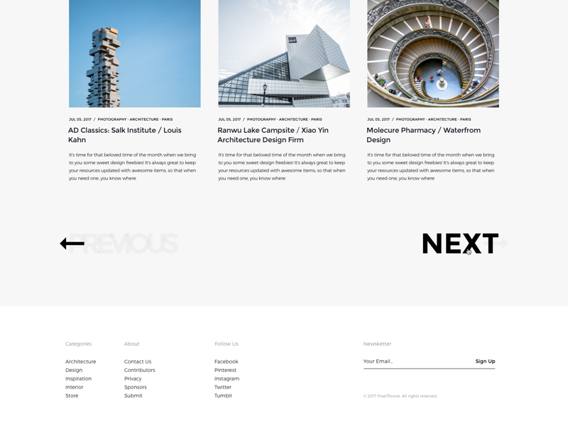 WordPress Magazine | Footer & Posts Pagination pagination wordpress magazine footer clean minimal freelance pixelthrone themeforest envato theme blog