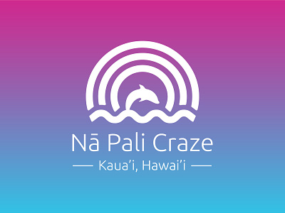 Nā Pali Craze Logo branding design dolphin gradient hawaii icon logo logotype minimal rainbow tourism vector